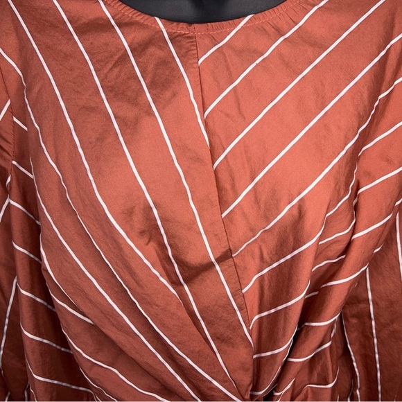 Medium Sweet Claire Salmon Mauve White Striped Top 3/4 Sleeve Textured - Picture 6 of 15